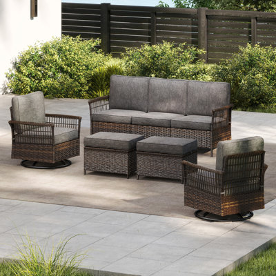 Ensemble de conversation 5 pièces avec canapé et chaise berçante pivotante 5 pièces