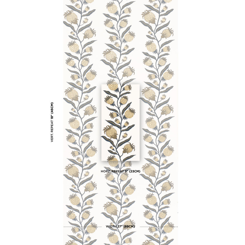 Schumacher x Marian Mcevoy Thistle Vine Wallpaper, Black/Gold