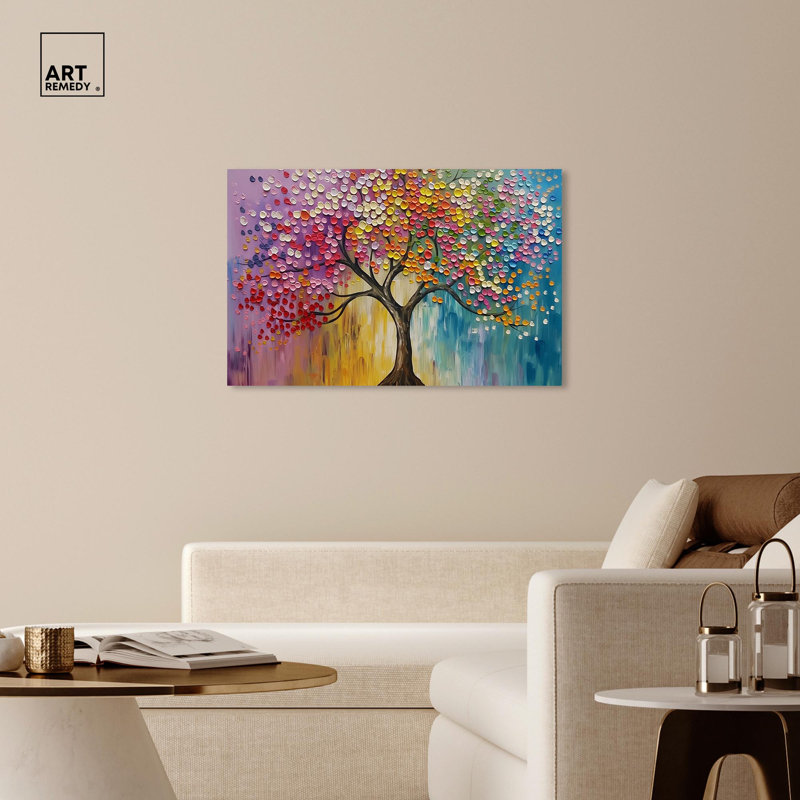«Little Little Flowered Branch», art coloré par Art Remedy, H 30 po x l 45 po x P 1,5 po, Toile tendue