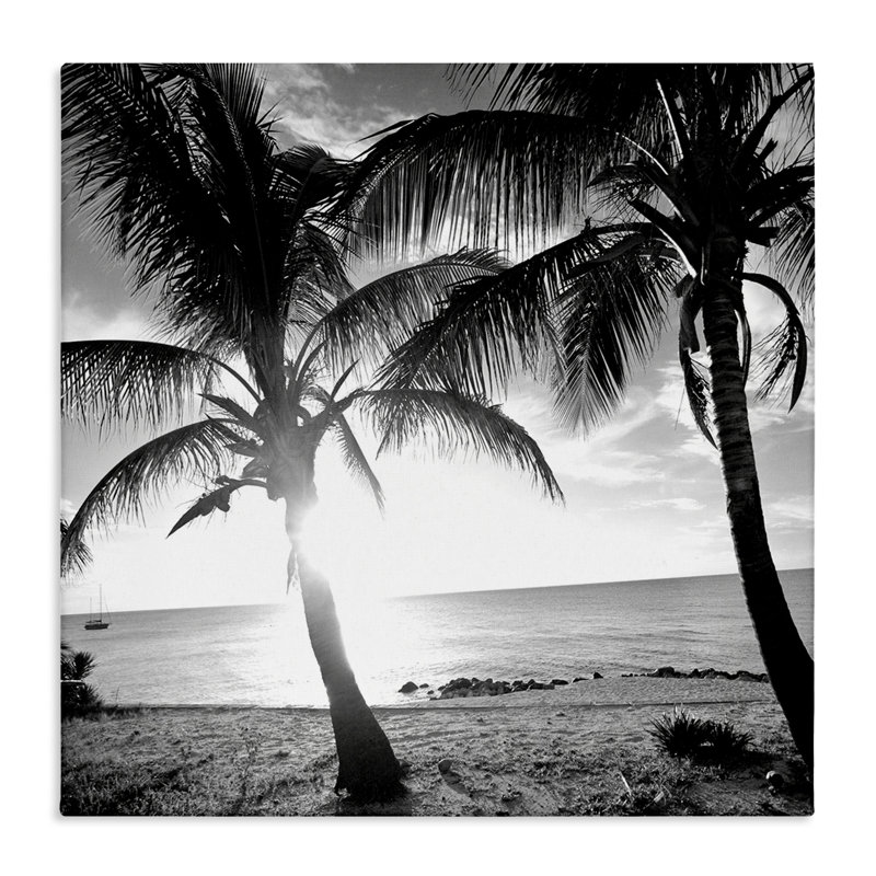 "Sunlit Palm Silhouettes", art mural par Susan Bryant, H 17 po x l 17 po