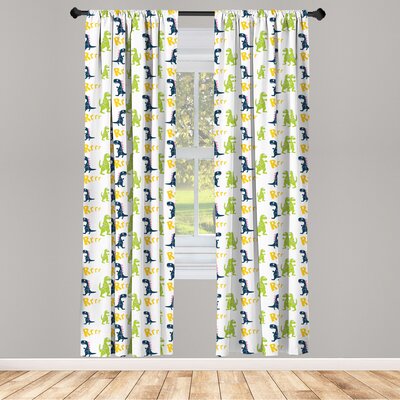 Dinosaur Party Semi-Sheer Rod Pocket Sliding Panel -  East Urban Home, EE69FE897F574D33A46C0117556702FC