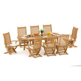 7 Pcs Grade-A Teak Wood Dining Set: 94" Double Extension Oval Table And 6 Warwick Reclining Arm Chairs #11Wa2206