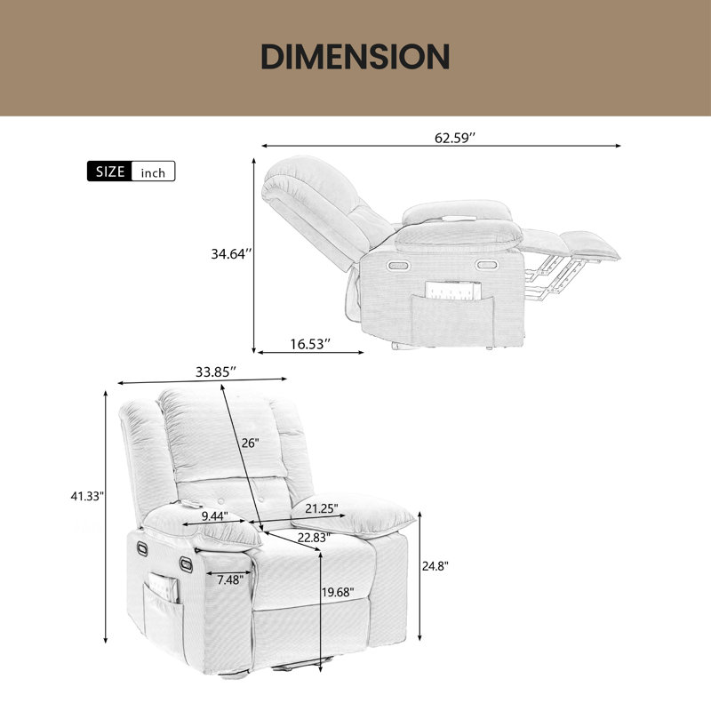 Fauteuil inclinable Lizelle, 100 % lin beige
