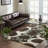 Osteen Authentic Hand-Crafted Hand-Tufted Wool Brown, Blue & Cream Mid-Century Modern Geometric Circles Area Rug-121834112-24323870