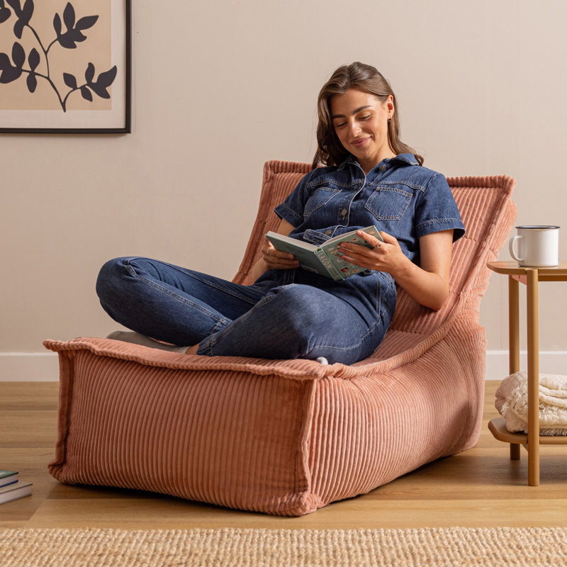 Bean Bag Bazaar Kids Dolce Corduroy Lounger Bean Bag, Dawn Pink