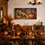 " Carved Pumpkins And Lit Candles In Dark Forest Halloween " Painting Print-1303424403