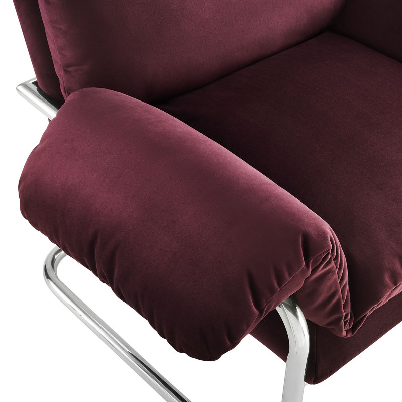 Ansel Performance Velvet Accent Chair, Mulberry