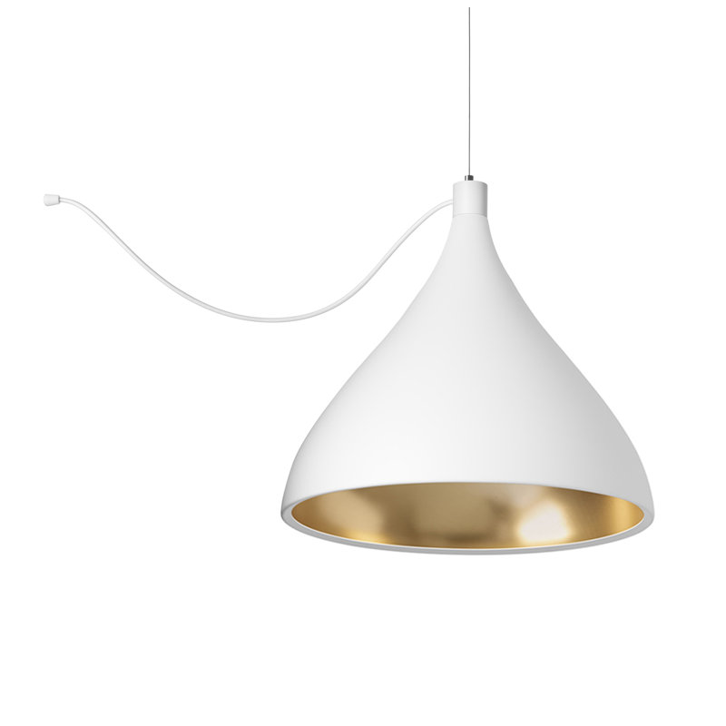 Swell String Single Pendant, White /Brass