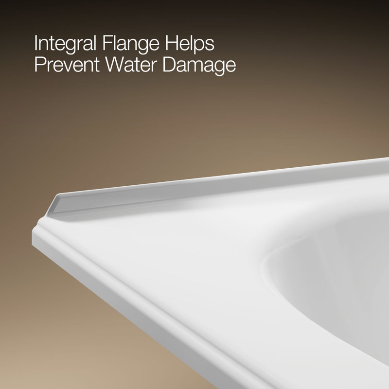 60" x 42" Drop In Soaking Bathtub, White, Right