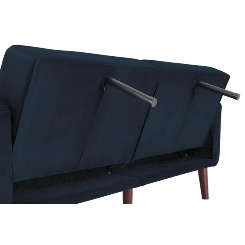 Futon moderne, velours gris, Velours bleu