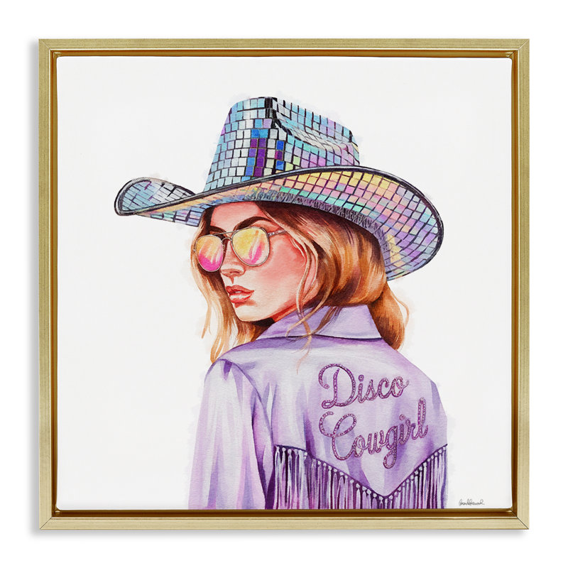 Cadre flottant mauve disco, par Amanda Greenwood, H 18 po x l 18 po, Cadre flottant métallique doré