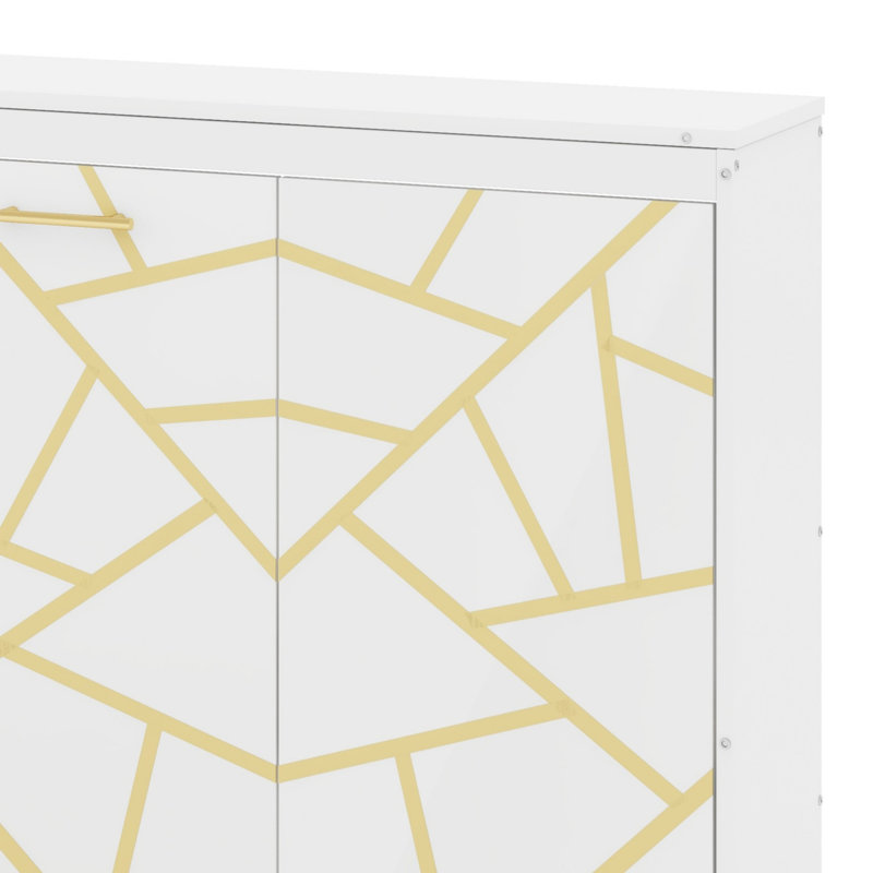 Lit escamotable peu encombrant avec motif imprimé, station de charge DEL sous le lit et USB, Lit simple, Blanc