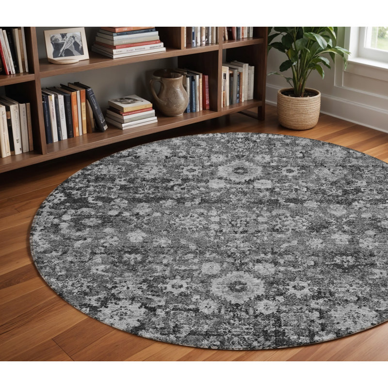 Tapis rond gris anthracite 8 po