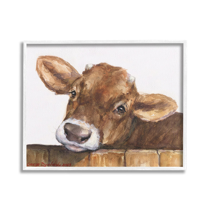 Vache encadrée par GeorgeDyachenkoArt, Giclée encadrée blanc bord de mer, H 16 po x l 20 po