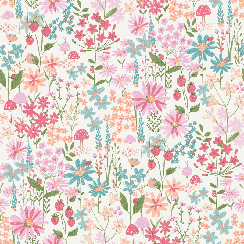 Papier peint à fleurs roses