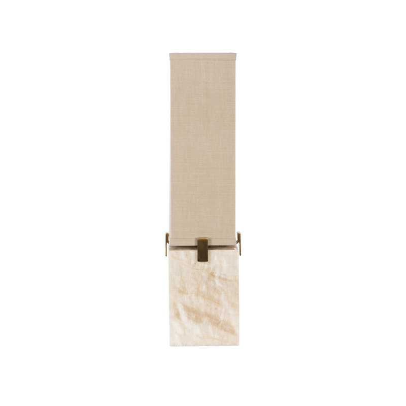 Brass and Marble Table Lamp with Linen Shade
