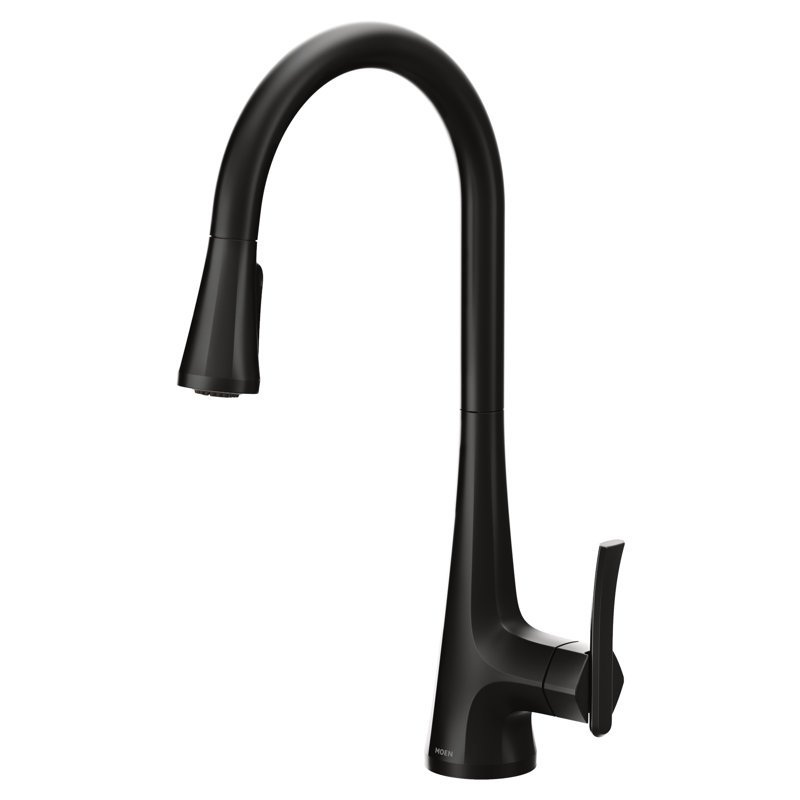 Sinema High Arc Pull Down Single Handle Kitchen Faucet with Power Boost and Reflex, Matte Black