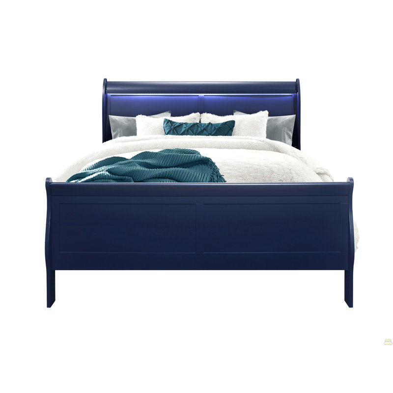 Charlston Blue Queen Bed With Led