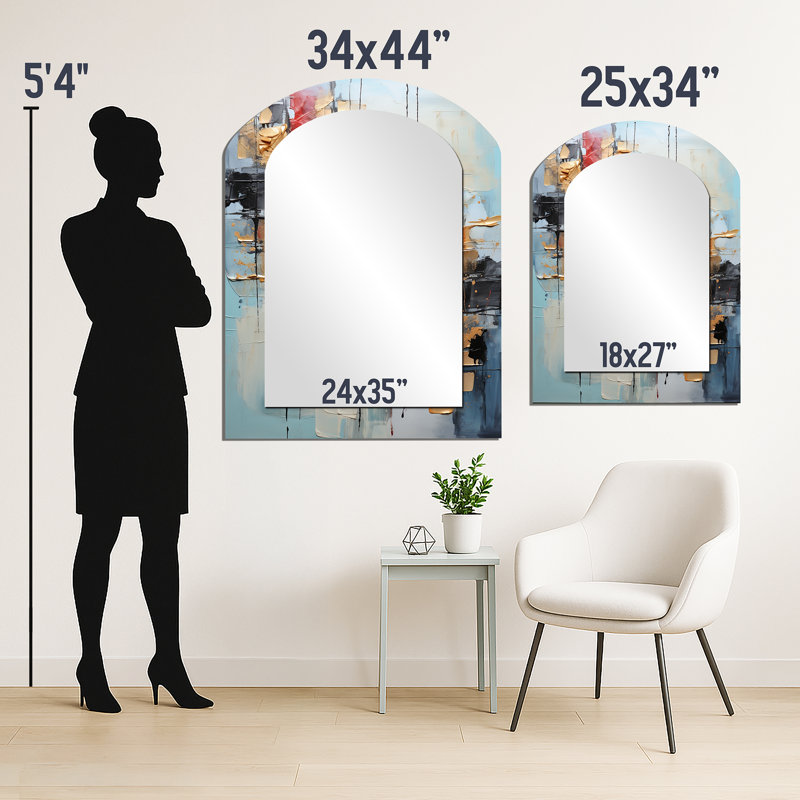 Collage Serenade II - grand miroir asymétrique à collages abstraits, 34 po x 25 po