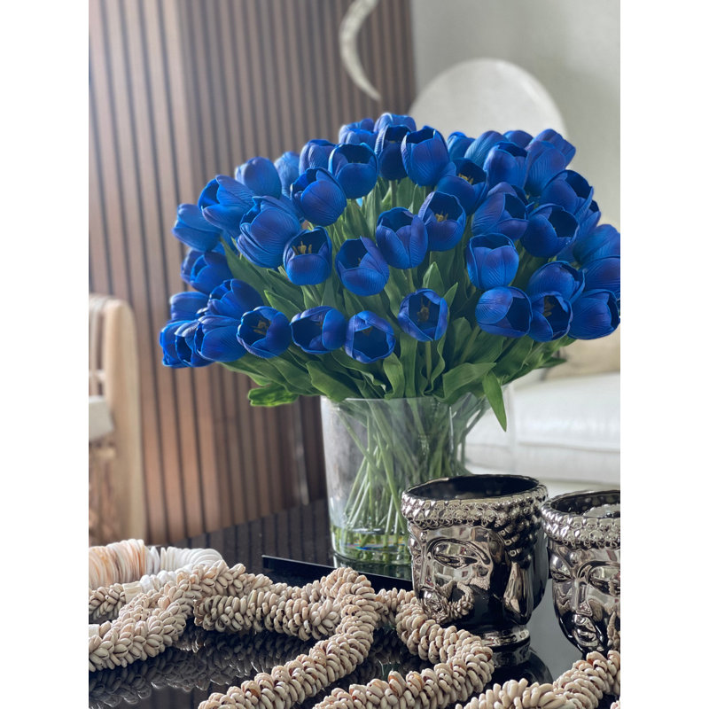 Large Rota Cylinder With Blue Tulips 