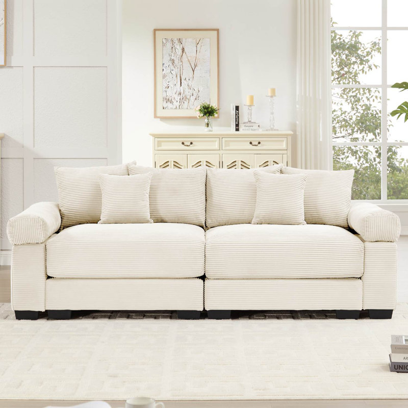 82.6" Oversized Modular Corduroy Sofa, Beige