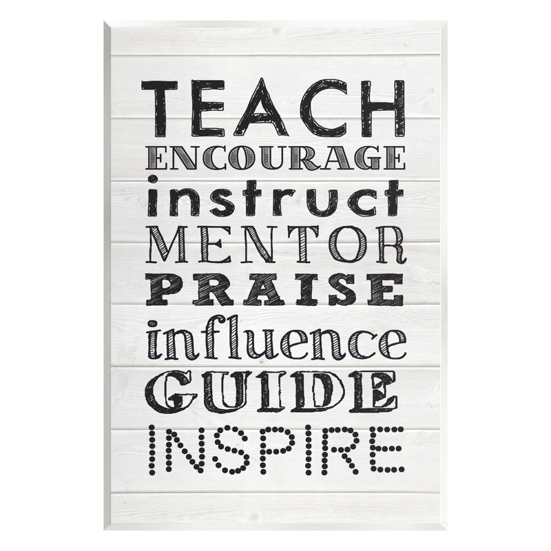 «Inspirational Teacher Classroom List» par Sally Swatland - impression, H 15 po x l 10 po x P 0,5 po, Bois