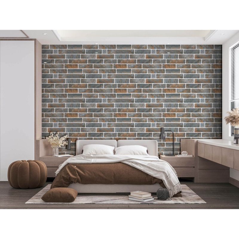 Panneaux muraux imitation brique gris foncé 23,6 po x 11,8 po Falkirk Moray (paquet de 5), Or noir