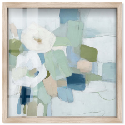 Tableau sous verre Shore Tides II, couleur sauge, par Art Remedy, cadre blond, 20 x 20 pouces