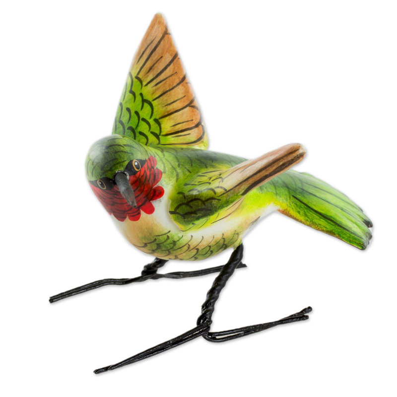 Figurine colibri en céramique à gorge rubis Ambler