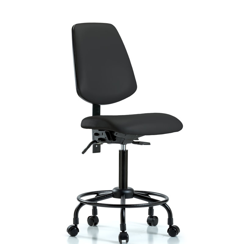 Trista Vinyl Drafting Chair, Black, Casters, Included