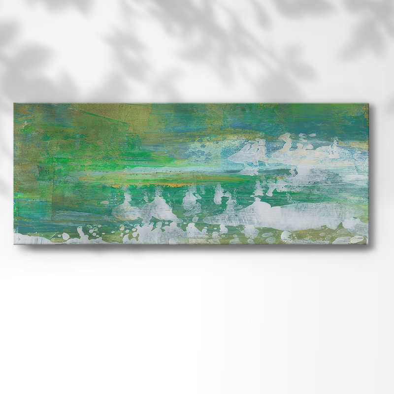 «Chartreuse and Aqua I» sur toile, H 20 po x l 50 po x P 1,5 po