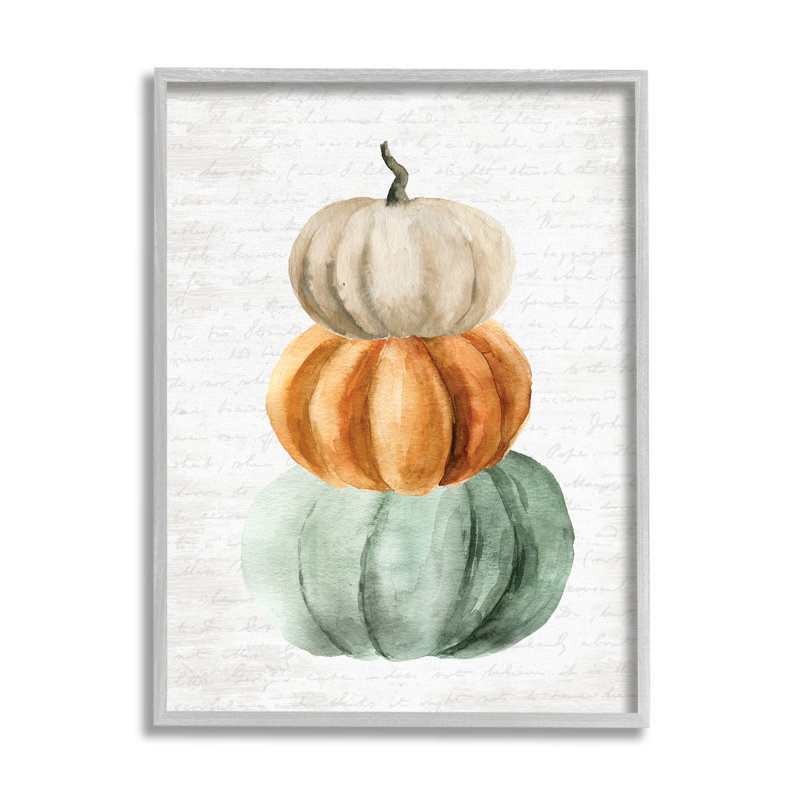 " Stacked Autumn Fall Pumpkins Cursive Words Background " by Lettered And Lined, 20" H x 16" W x 1.5" D
