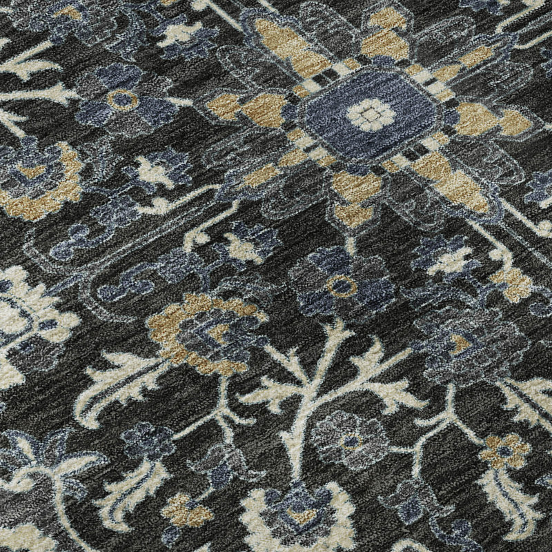 Tapis traditionnel lavable à la machine Premium Premium AMF2463, Noir, Tapis de couloir 2 pi 3 po x 7 pi 6 po