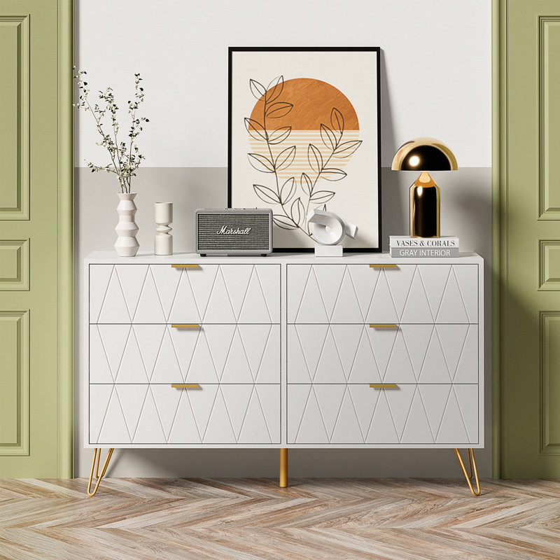 Marable 47.24'' W 6 - Drawer Dresser, White