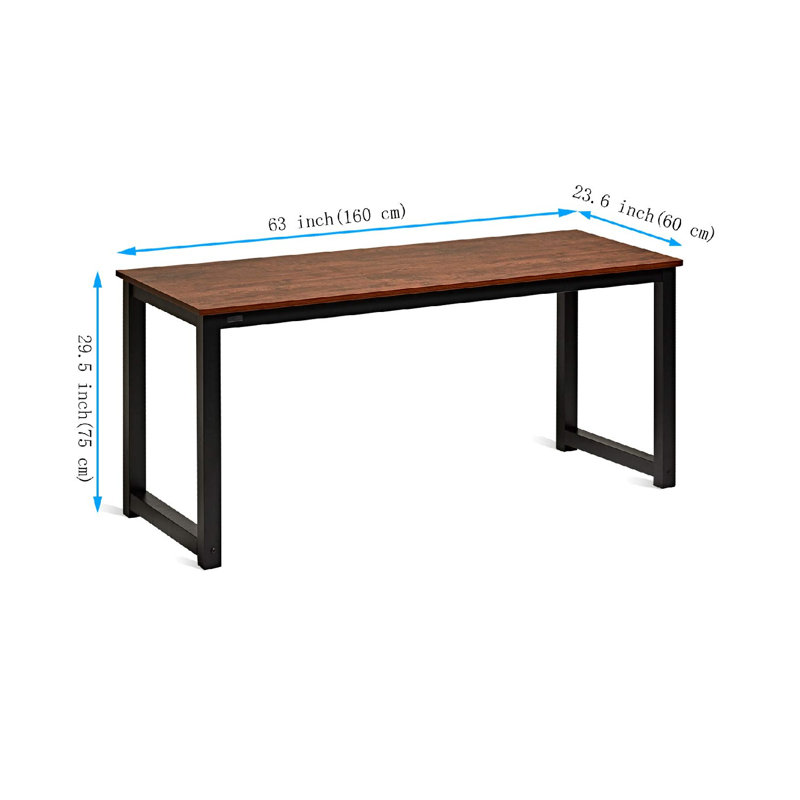 47 Inch Computer Desk, Home & Office PC Laptop Study Writing Table Workstation With Leg Bars, Modern Simple Industrial Style, Rustic Brown