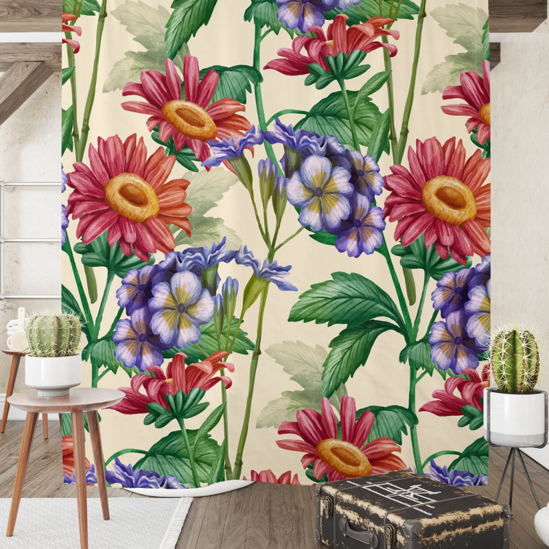 Floral Shower Curtain, 72" H x 70" W