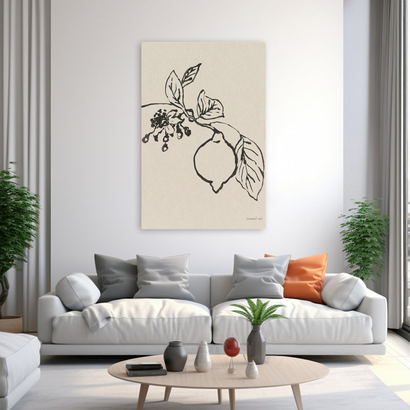 Crop art beige et noir à agrumes d'été III, H 60 po x l 40 po