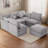 Convertible Sectional Couch With Sleeper Function & USB Charging,Movable Ottoman-1299400172