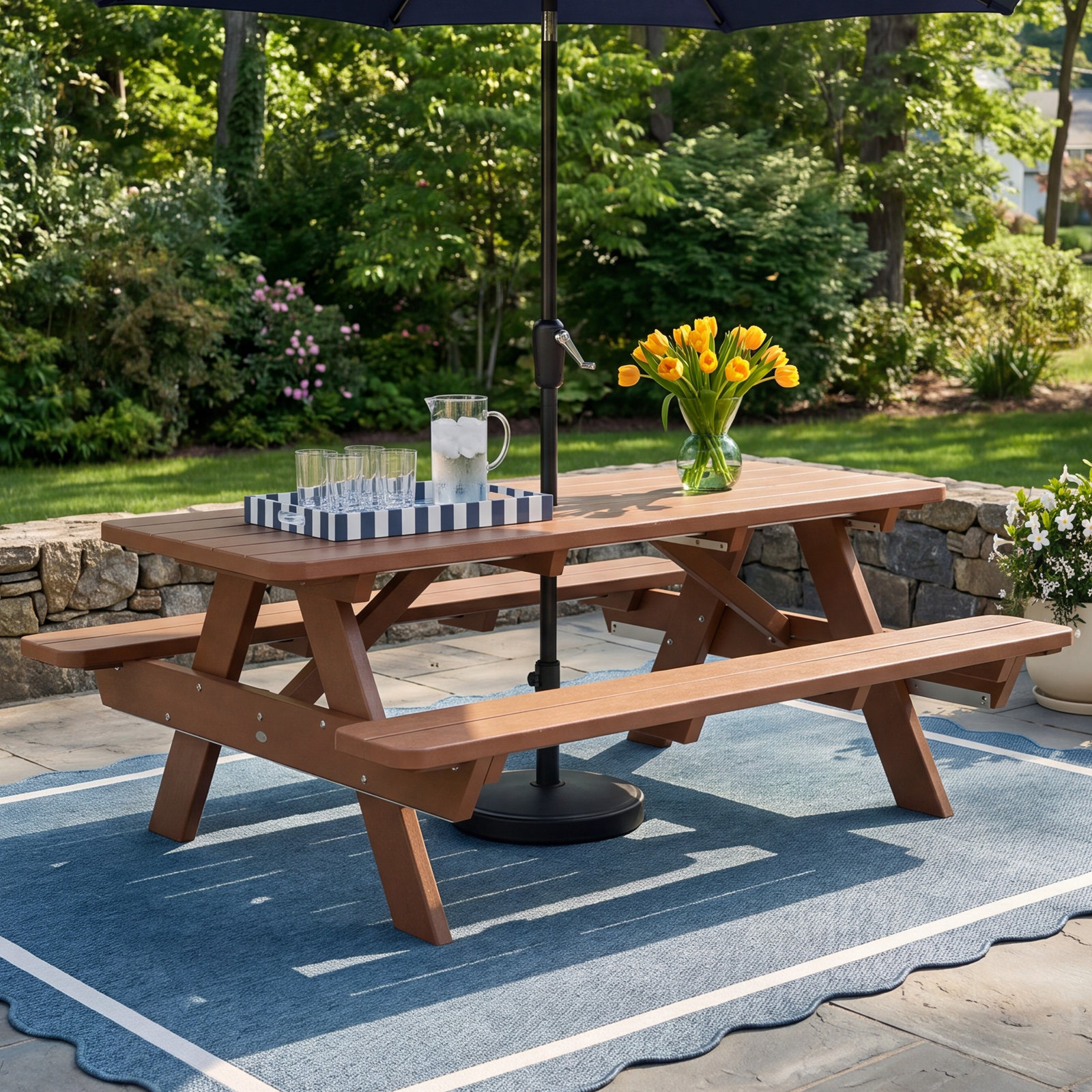 POLYWOOD® Park 65" Picnic Table, Slate Gray