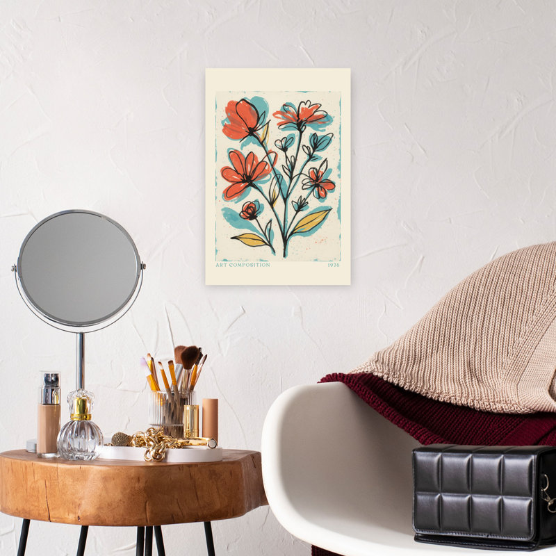 Contemporary Art Bold Retro Vibrant Flower Wall Art 1 Piece Wrapped Canvas Wall Art, 45.72 cm H x 30.48 cm W