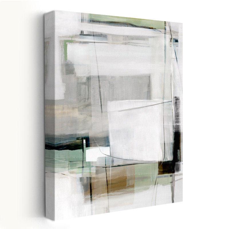 Lignes et tons de terre abstraits - Art contemporain abstrait géométrique, H 48 po x l 32 po