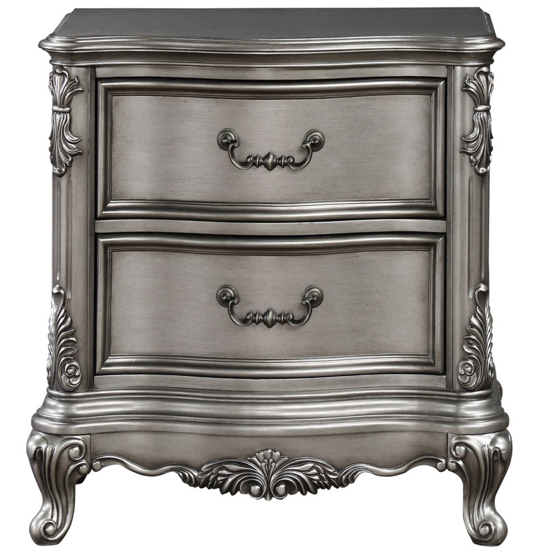 Antique Platinum 2-drawer Nightstand