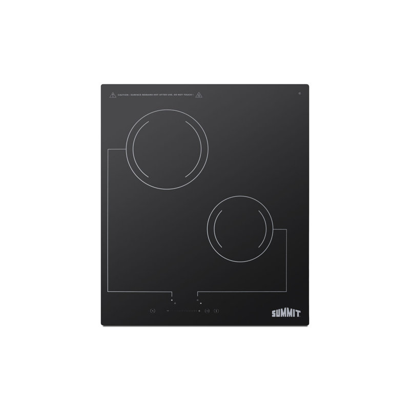 18" Black Ceramic Glass 2-Burner Electric Cooktop with Touch Control