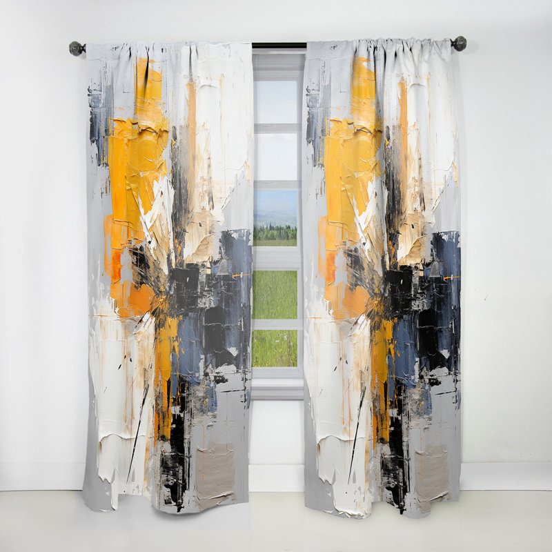Varvara - Collages Curtain - Room Darkening Abstract Curtain - 1 Panels, 52" W x 90" L
