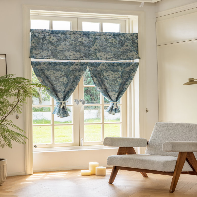 2-Panel Semi Sheer Embroidered Tassel Polyester Drapes, 52" W x 96" L