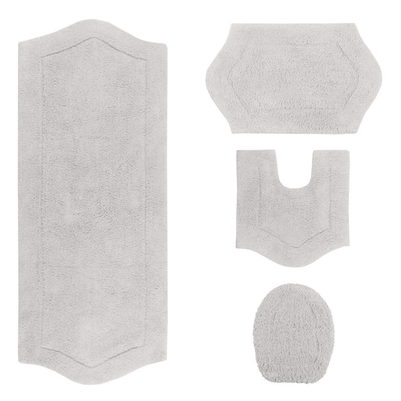 Ensemble de tapis de bain 4 pièces avec couvercle Waterford, séchage rapide, tapis lavables à la machine, absorbant