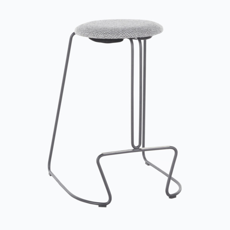Finn Grey Steel and Charcoal Fabric Backless Counter Stools, Set of 2