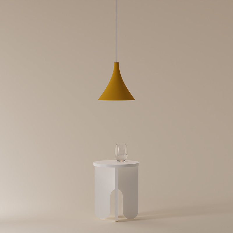 Gota Pendant Light, Mustard, White, 14" H x 9.84" W x 9.84" D