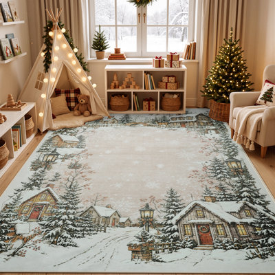 Tapis antidérapant de Noël Snowy Village