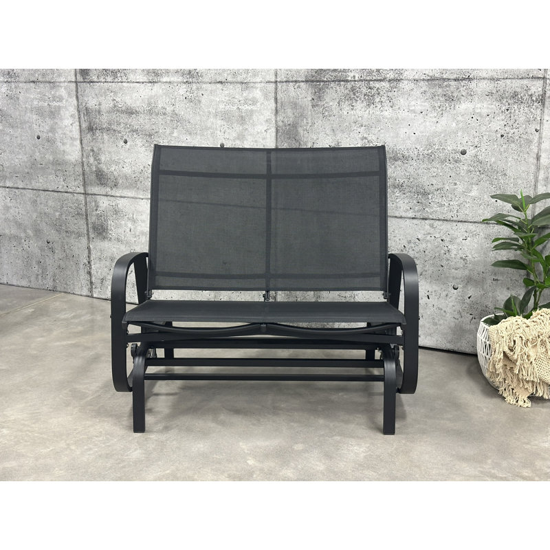 Fauteuil coulissant à deux places Innisbrook avec nouveaux accoudoirs, Noir, Noir